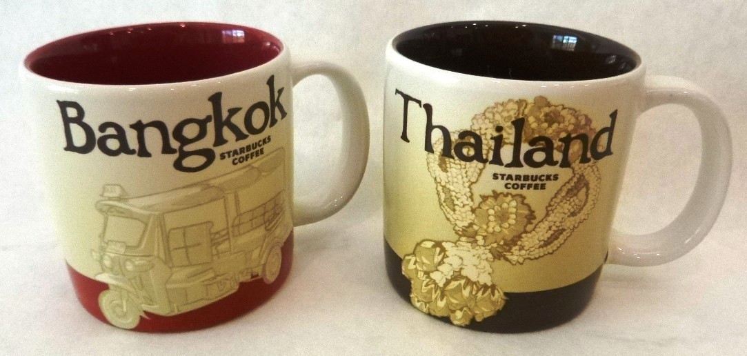 Starbucks Bangkok Thailand-Espresso Demitasse Mugs Cups-3 oz-Global Icon Collect