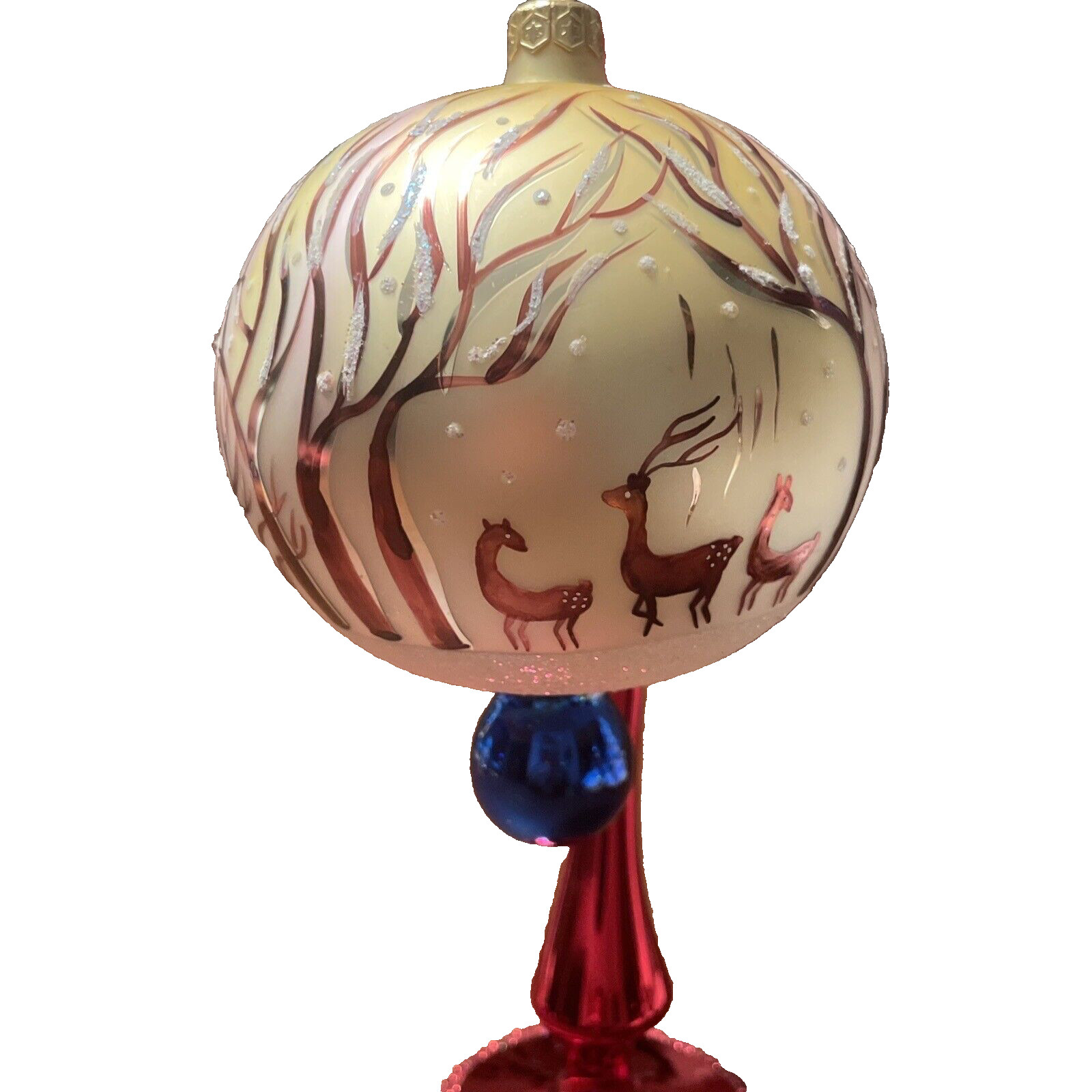 Christopher Radko Winter Forest Glass Ball Christmas Ornament 6” Vintage RARE