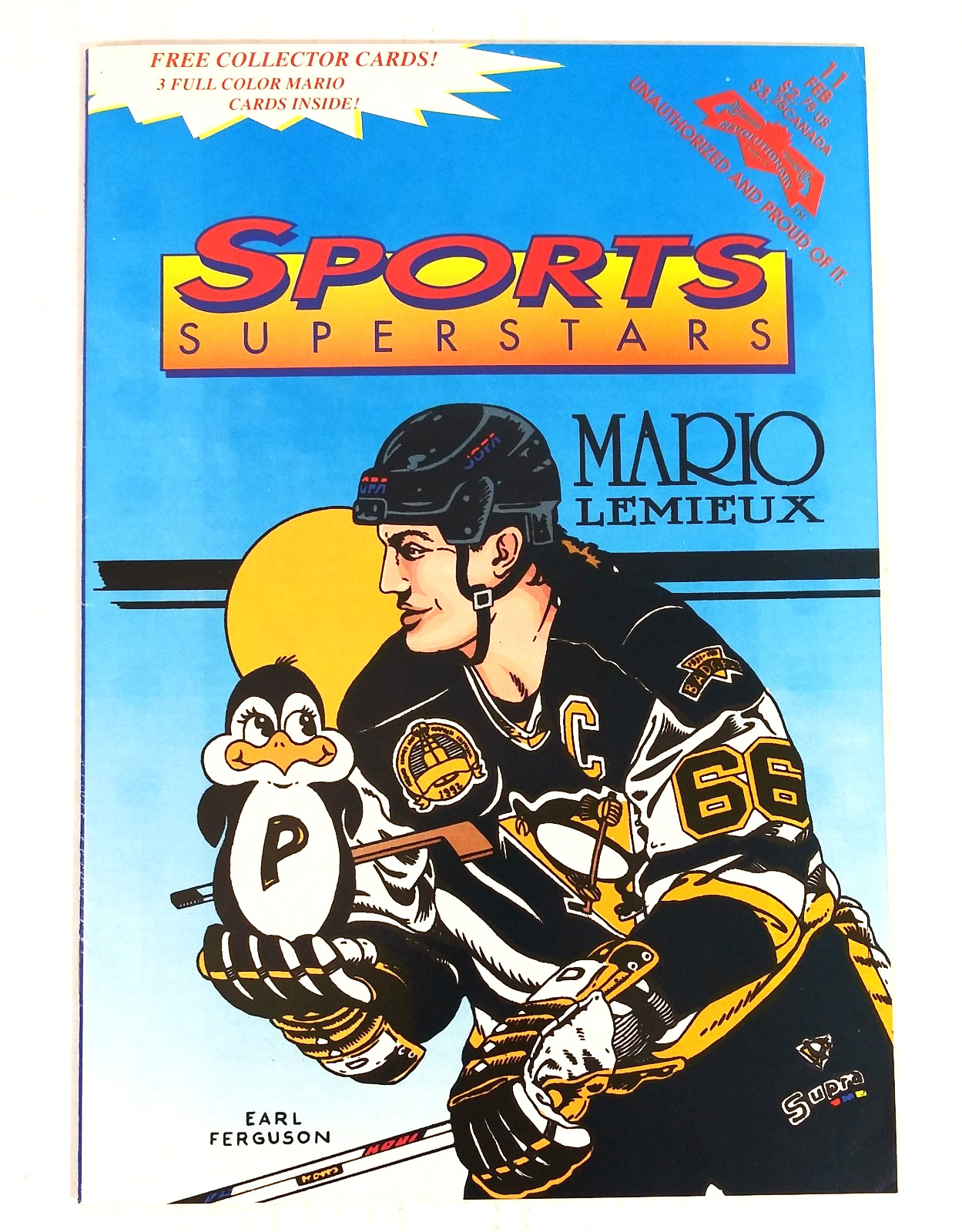 Sports Superstars 11 Mario Lemieux Comic (Revolutionary 1993) With Cards VF/VF+