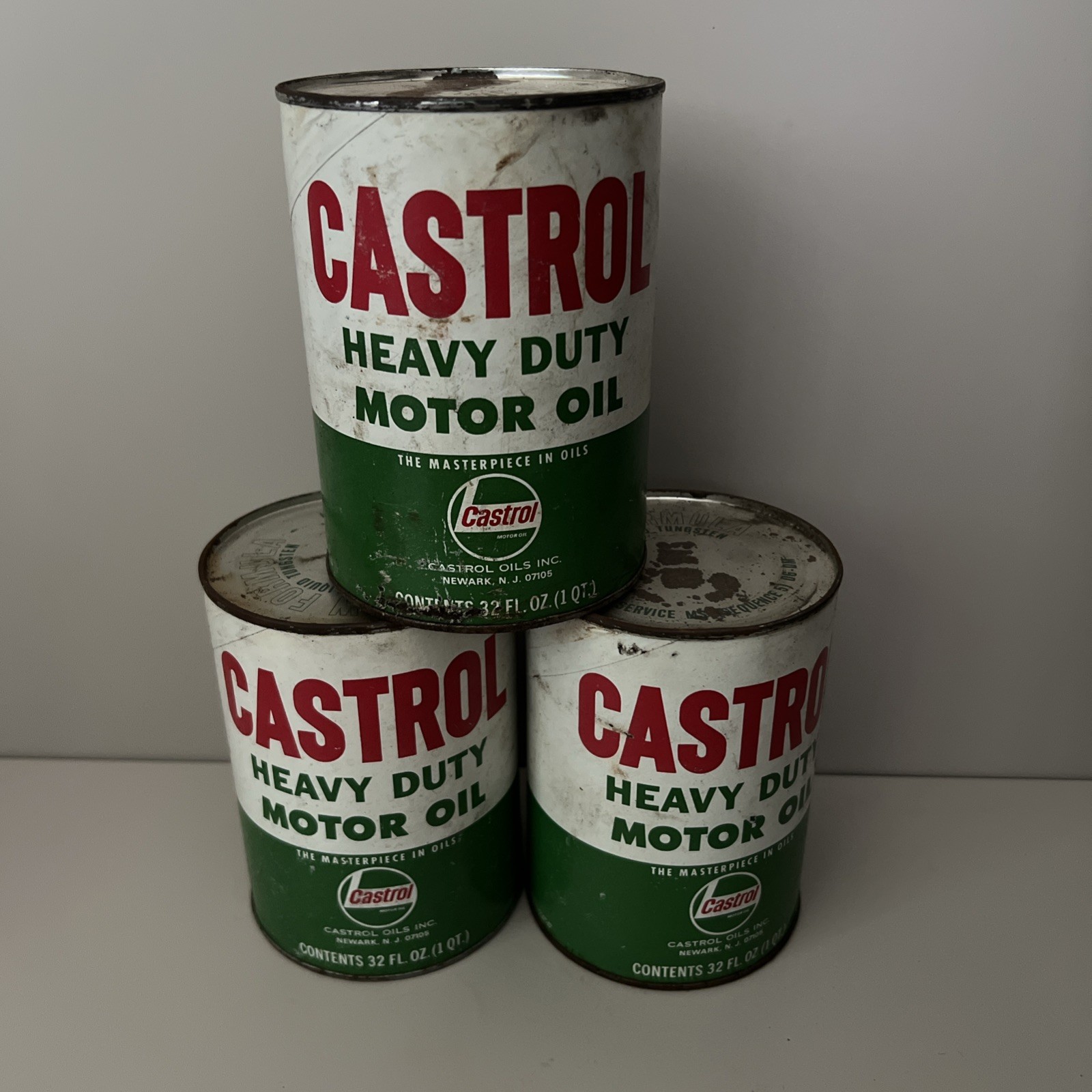 Lot-3 Vintage 1970s Castrol Heavy Duty Cardboard Motor Oil Can New Unopened 1QT