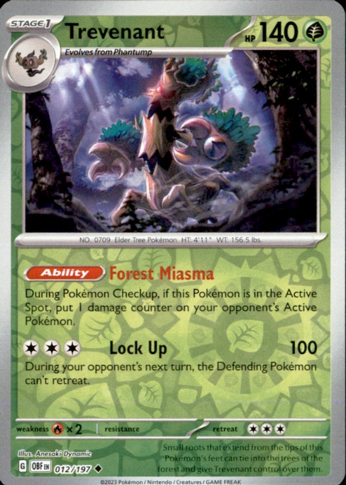 Pokemon | OBF | Trevenant | 012/197 | Uncommon Reverse Holofoil