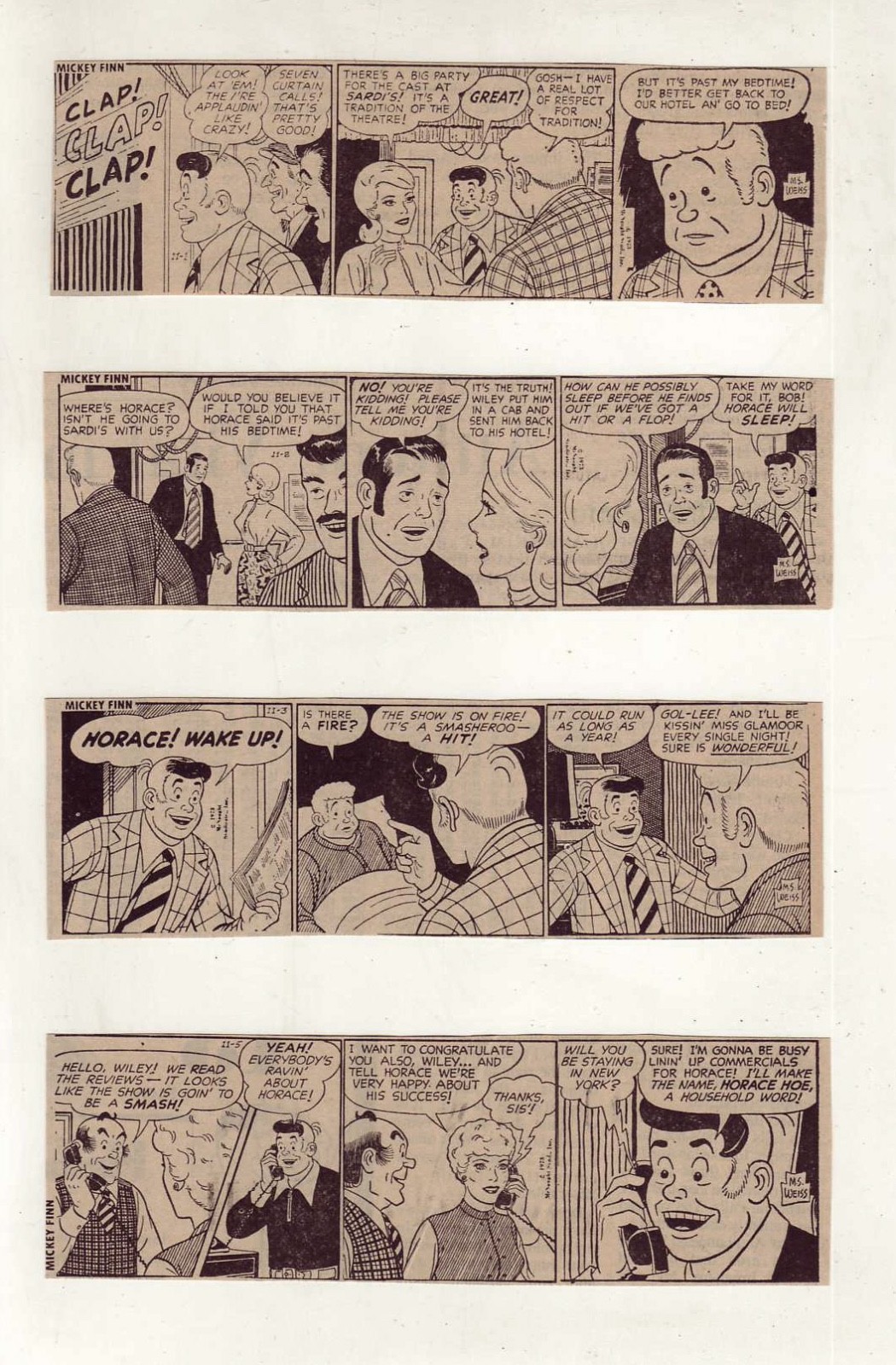 Mickey Finn by Morris Weiss – 26 daily comic strips – Complete November 1973