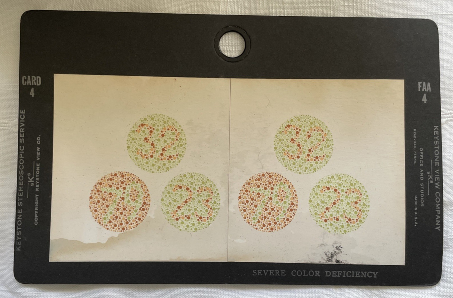 Keystone View Stereoscopic Vision Acuity Colorblindness Test Cards & Box 7 Cards