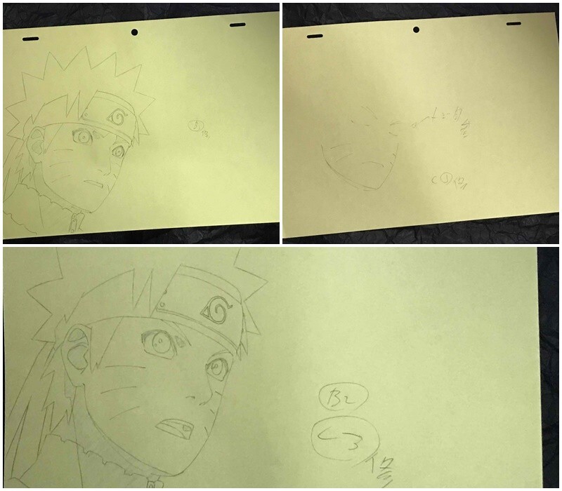 Naruto Animation Production Drawing Genga sketches Japanese Lot 3 Rare