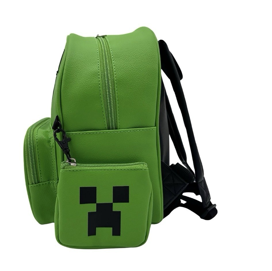 Minecraft-Green Creeper Face Backpack 10.5”in with Coín Purse Set of 2pc. NWT