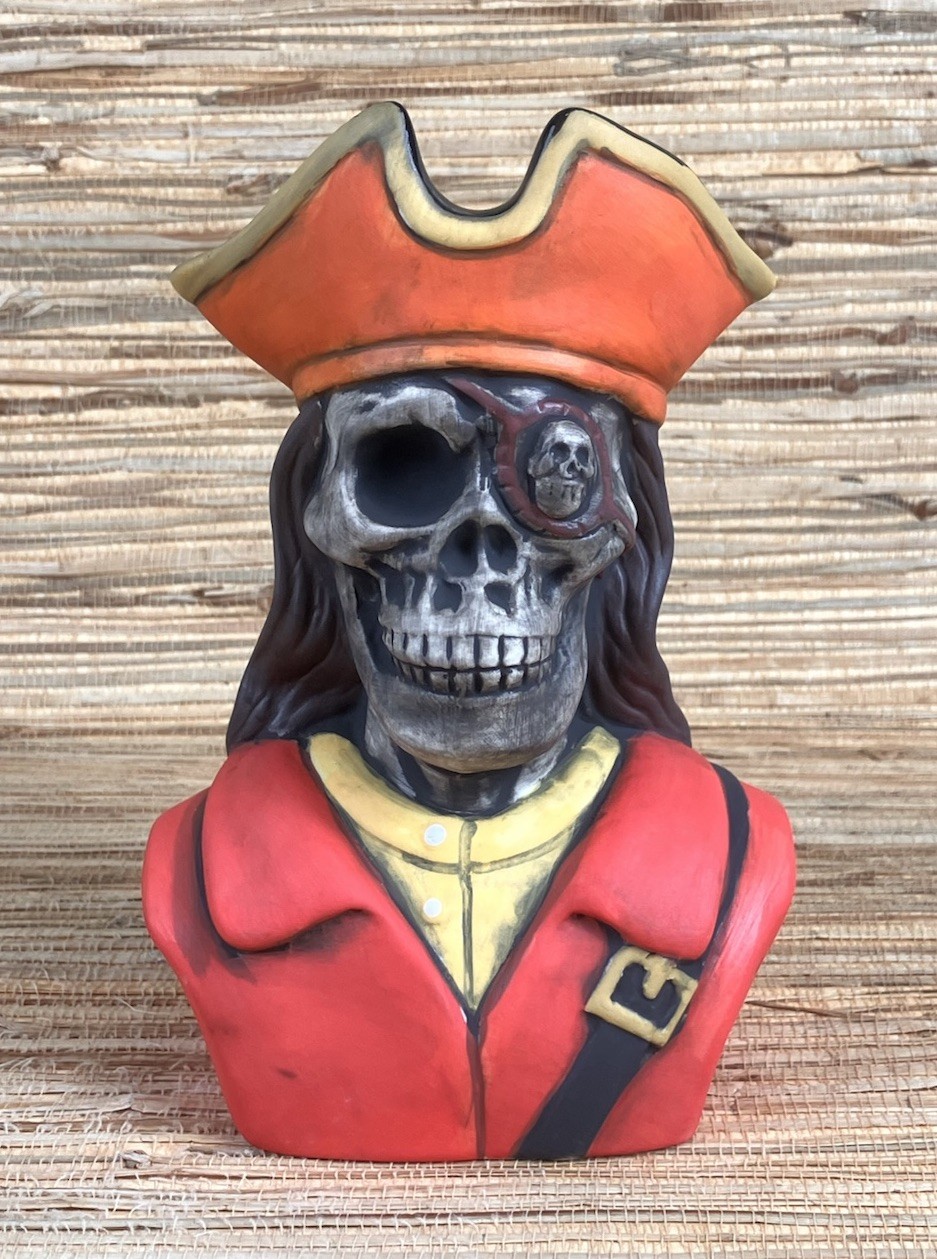 Pirate Skeleton Tiki Mug Ceramic Cup 7″ Tall 19 Fl Oz Halloween Tiki New