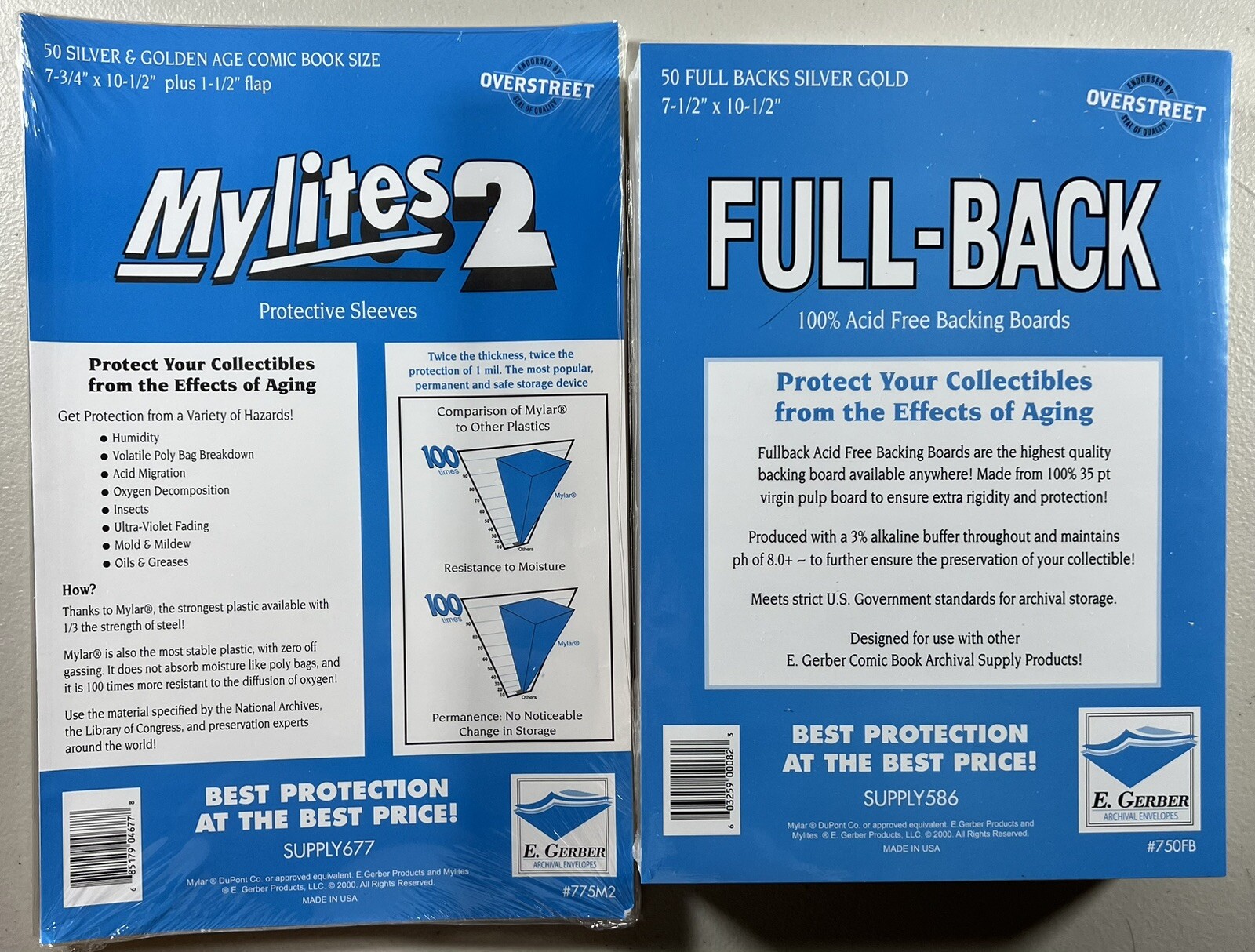 E. Gerber Mylites2 & Full-Back Silver/Golden Age (50pcs) Set 775M2/750FB 35pt