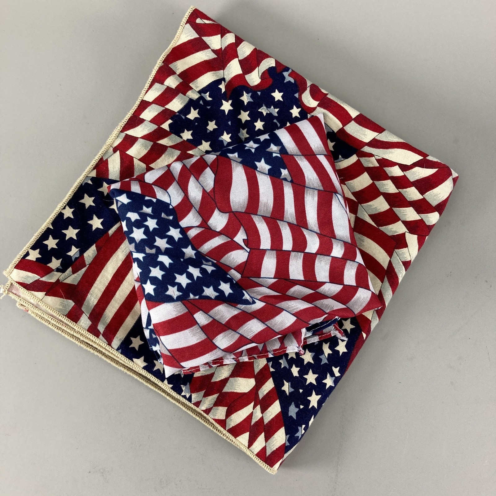2 Patriotic American Flag Bandana Scarf USA Stars Stripes Polyester Square Biker