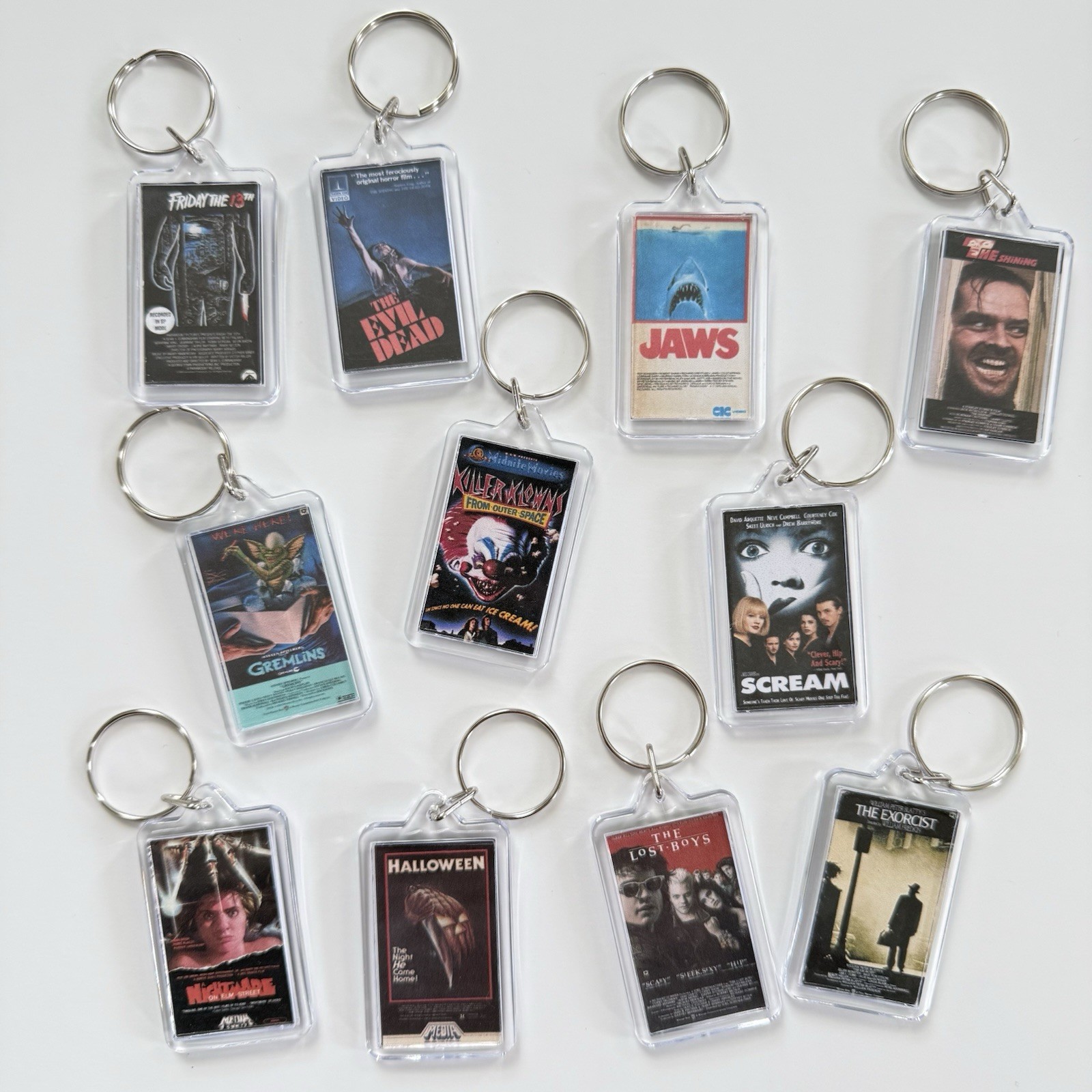 Retro Classic Horror Movies Mini VHS Inspired Keychains Collectibles Gifts