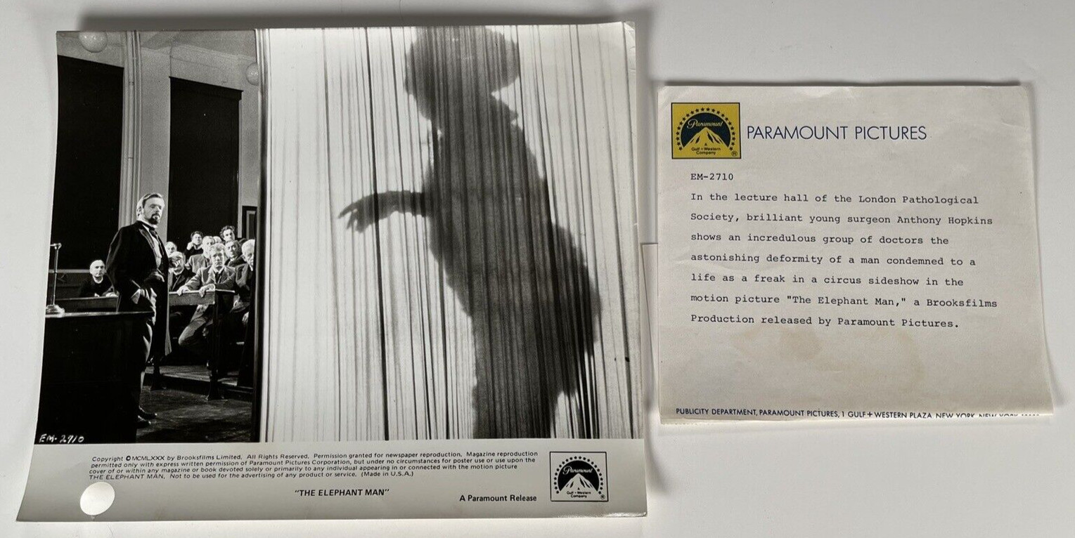 The Elephant Man 1980 Paramount Pictures 8×9.5 Anthony Hopkins Movie Photo Promo