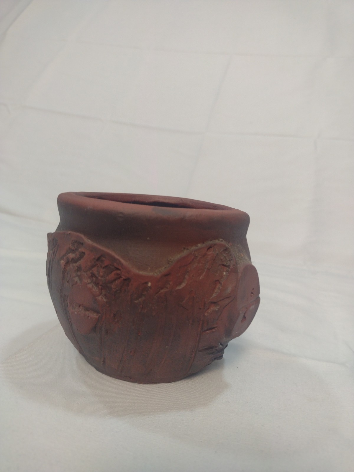 Hand Crafted/ Handmade Etched Small Clay Pot or Ash Tray