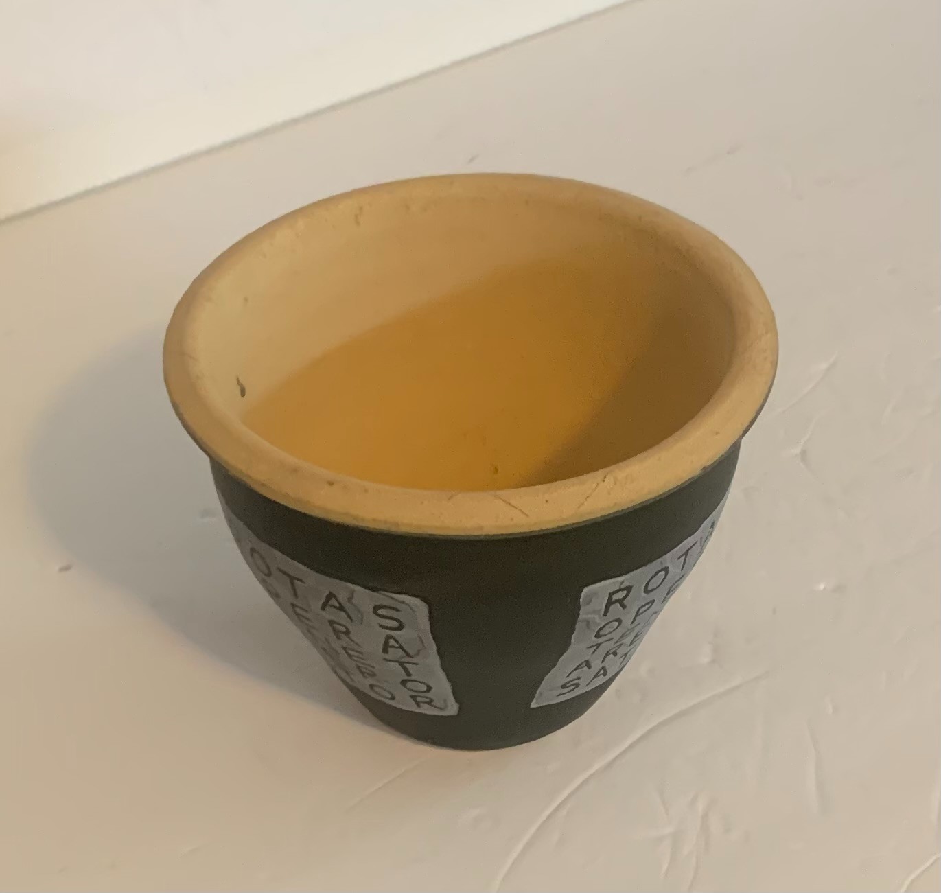 Hand-Painted Matte ROTAS Square Style Ceramic Planter Pot – 5″ Tall / 5.5 Dia.