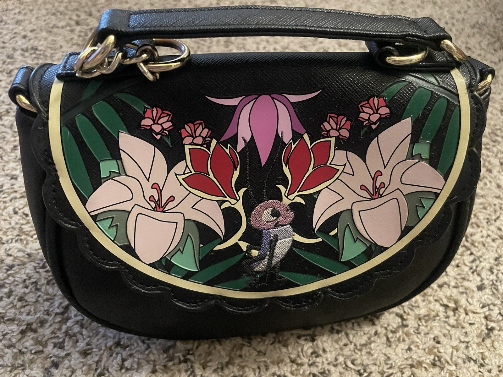 Loungefly Disney Mulan Cri-Kee Floral Bag Purse NO STRAP BAG ONLY Cricket
