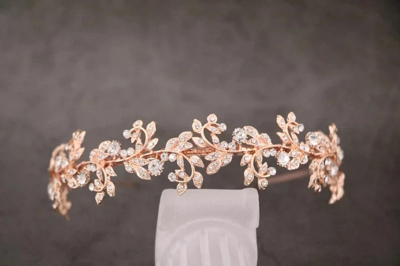 Brilliant Cut Diamond 18K Yellow Gold Over Bridal Headband/Tiara For Women’s 1PC