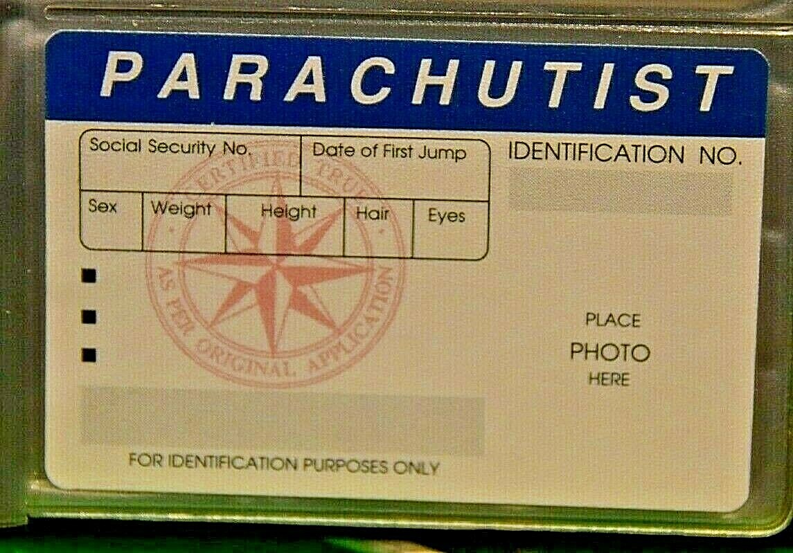 VINTAGE PARACHUTIST PHOTO IDENTIFICATION CARD