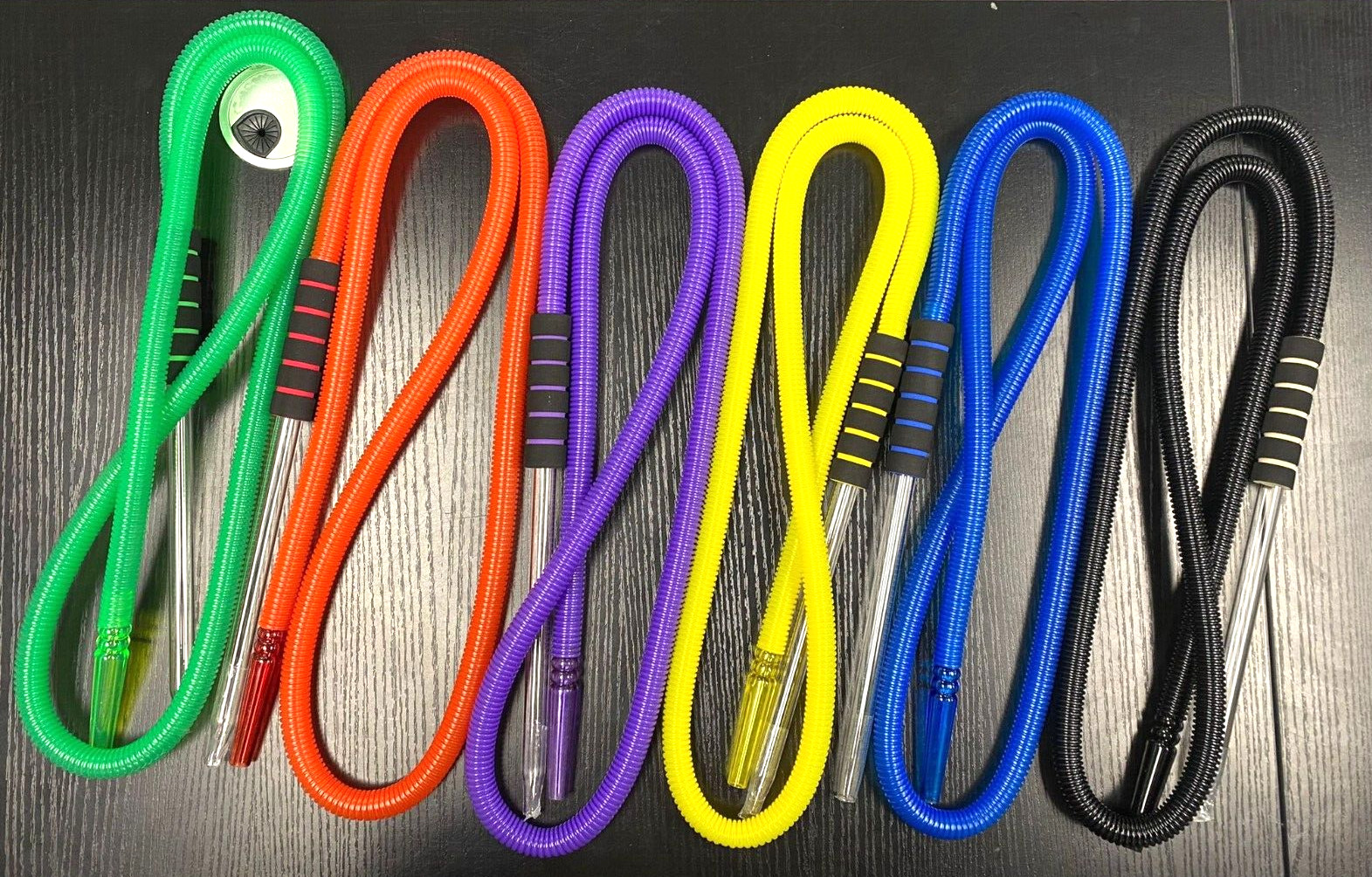 😎[6 PACK] WASHABLE DISPOSABLE 74” HOOKAH SHISHA HOSE ELASTIC WITH GLASS TIP