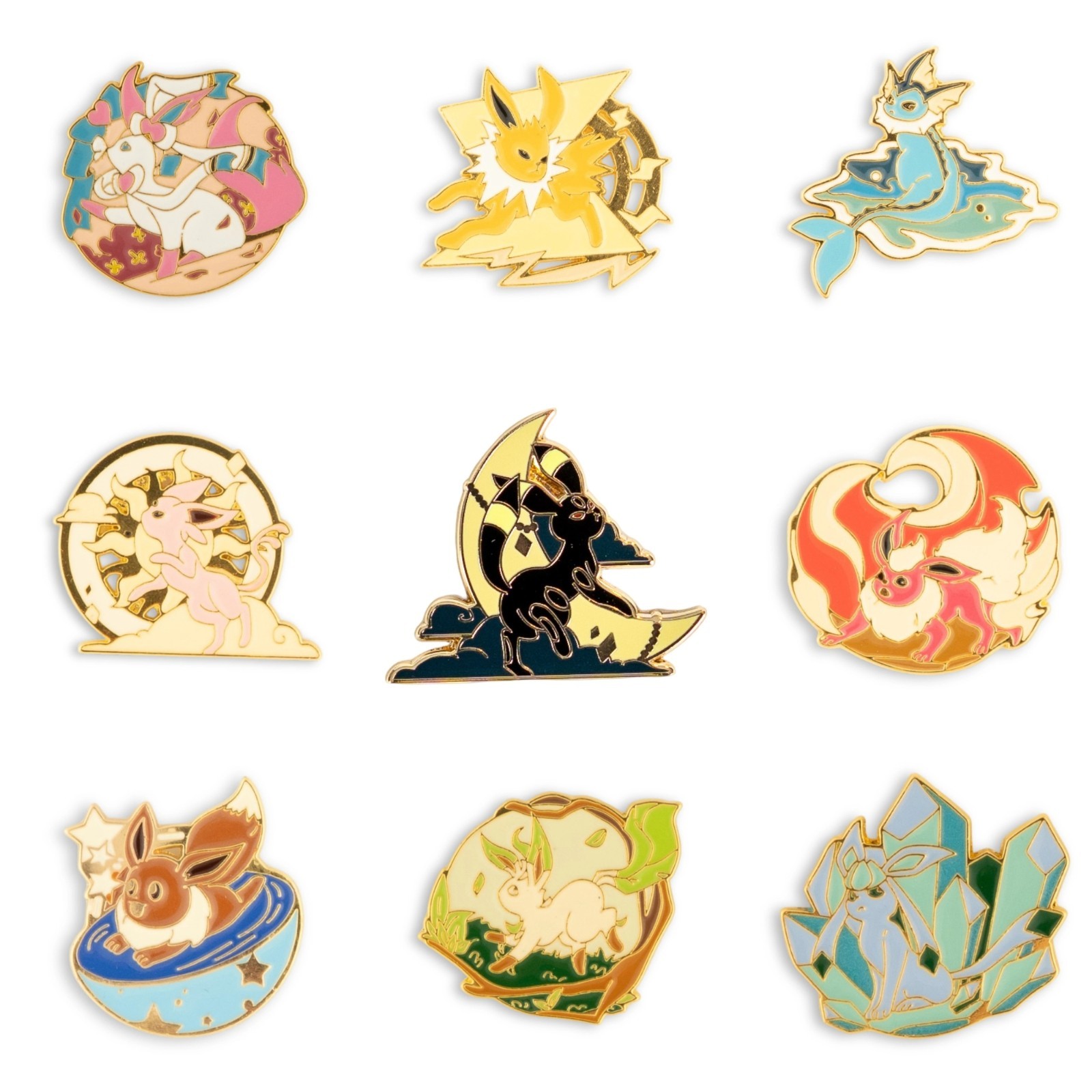 Pokemon Eeveelution Enamel Pin Set 9 Collectible Eevee & All Evolutions