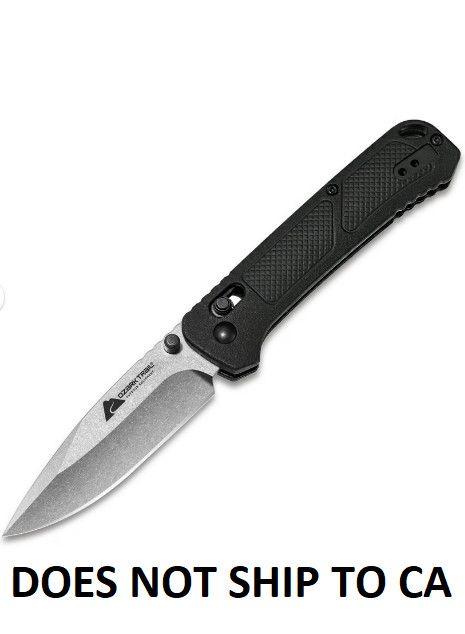 Ozark Trail 7.5 inch Slide Lock Folding Knife , 3.25 inch D2 Blade, Black handle