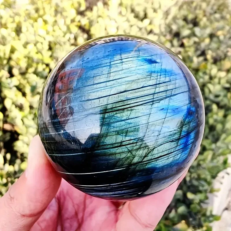 1PC Exquisite Natural Labradorite Sphere Crystal Ball – Stunning Blue Light V