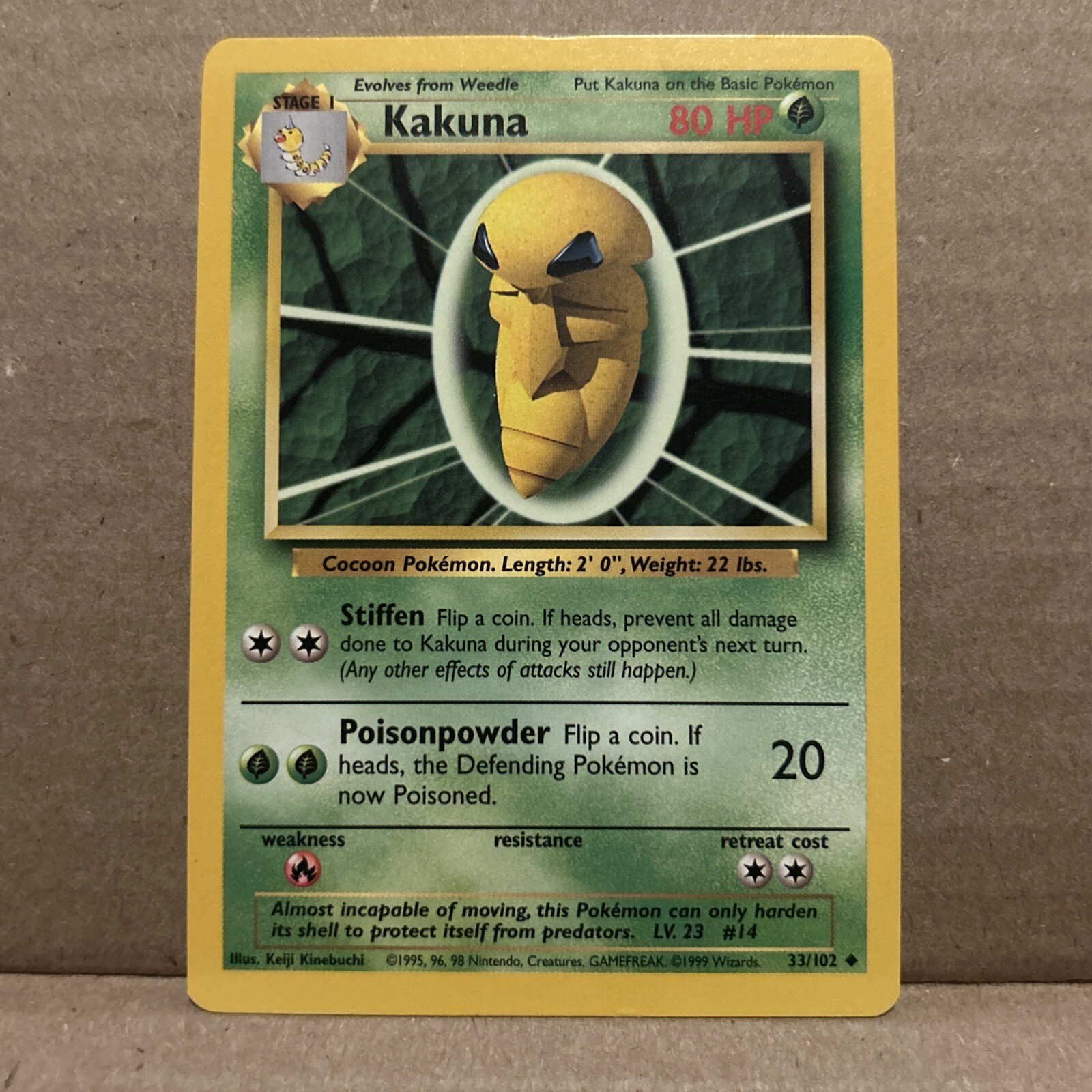 Kakuna Base Set 1999 33/102 Pokémon TCG Uncommon LP Vtg
