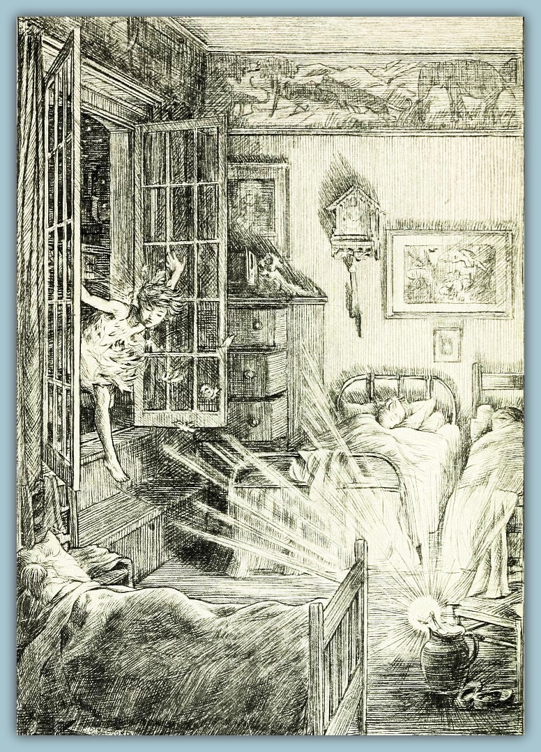 PETER PAN Flies In the Window – Vintage 1911 Art Image – 5 x 7 inch Print