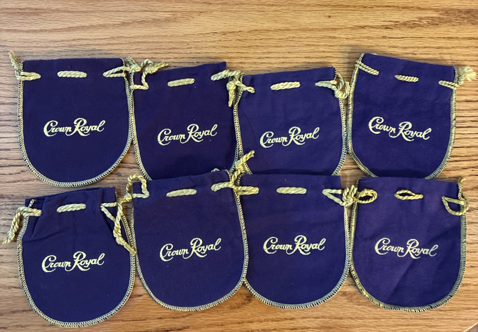Crown Royal Drawstring Bag Small 4×4 Inch Pouch Gold Embroidery 50 ml size