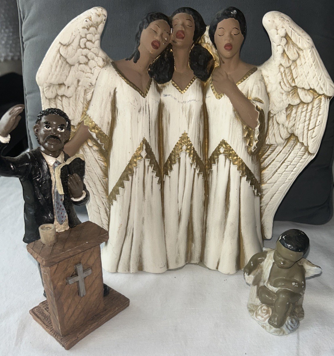 Bundle Of Gospel Religious Figurines Choir Angels Cherub Preacher Worship Faith
