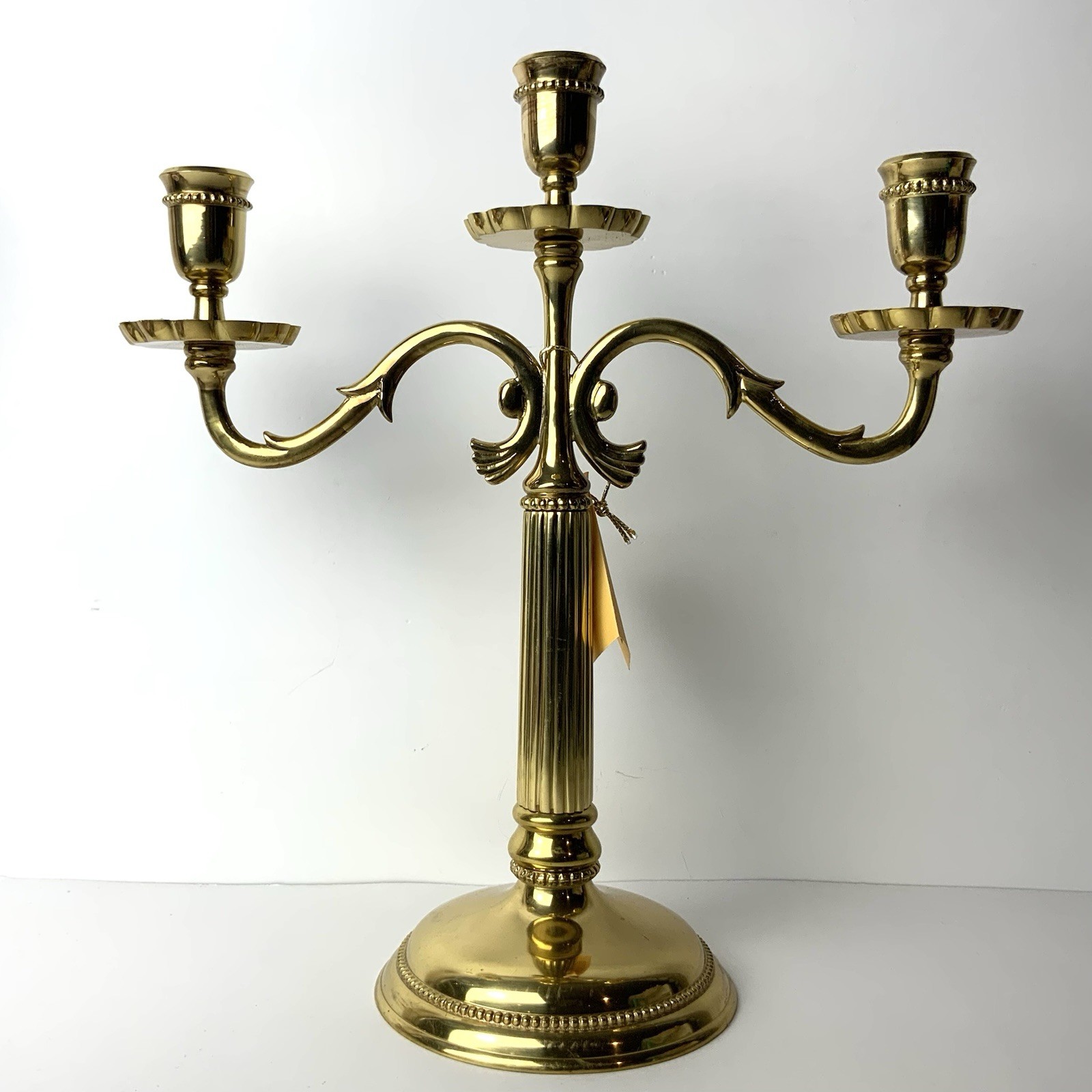 Vintage Haga Massing Solid Brass Candelabra Haga 1993 C.A. Breger Sweden 3-Light