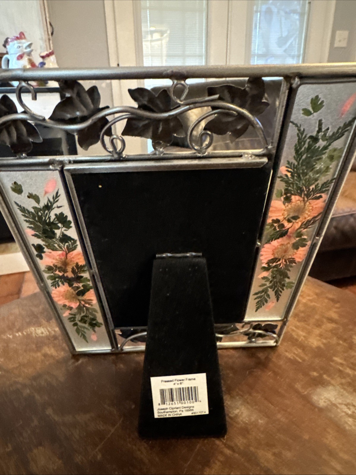 Leaded Glass Photo Frame 9.5″x7.5″ Botanical Pressed Flowers Holds 4×6″