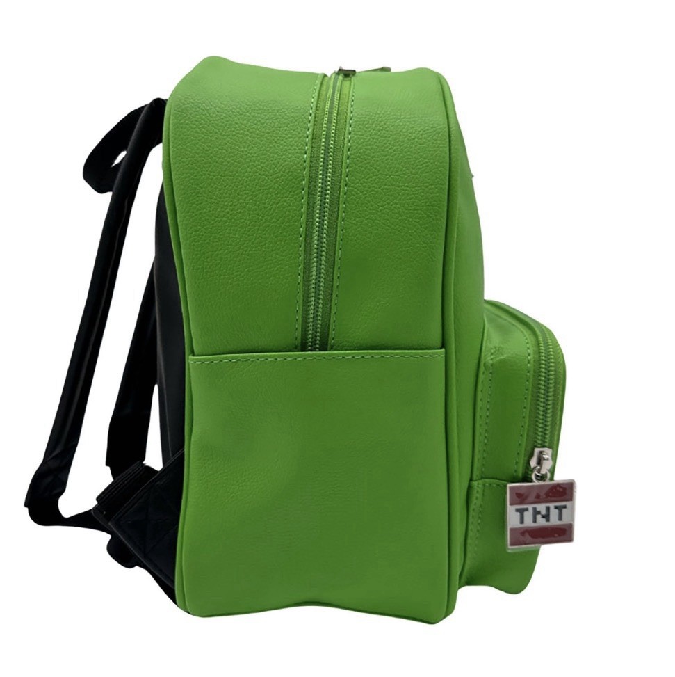 Minecraft-Green Creeper Face Backpack 10.5”in with Coín Purse Set of 2pc. NWT