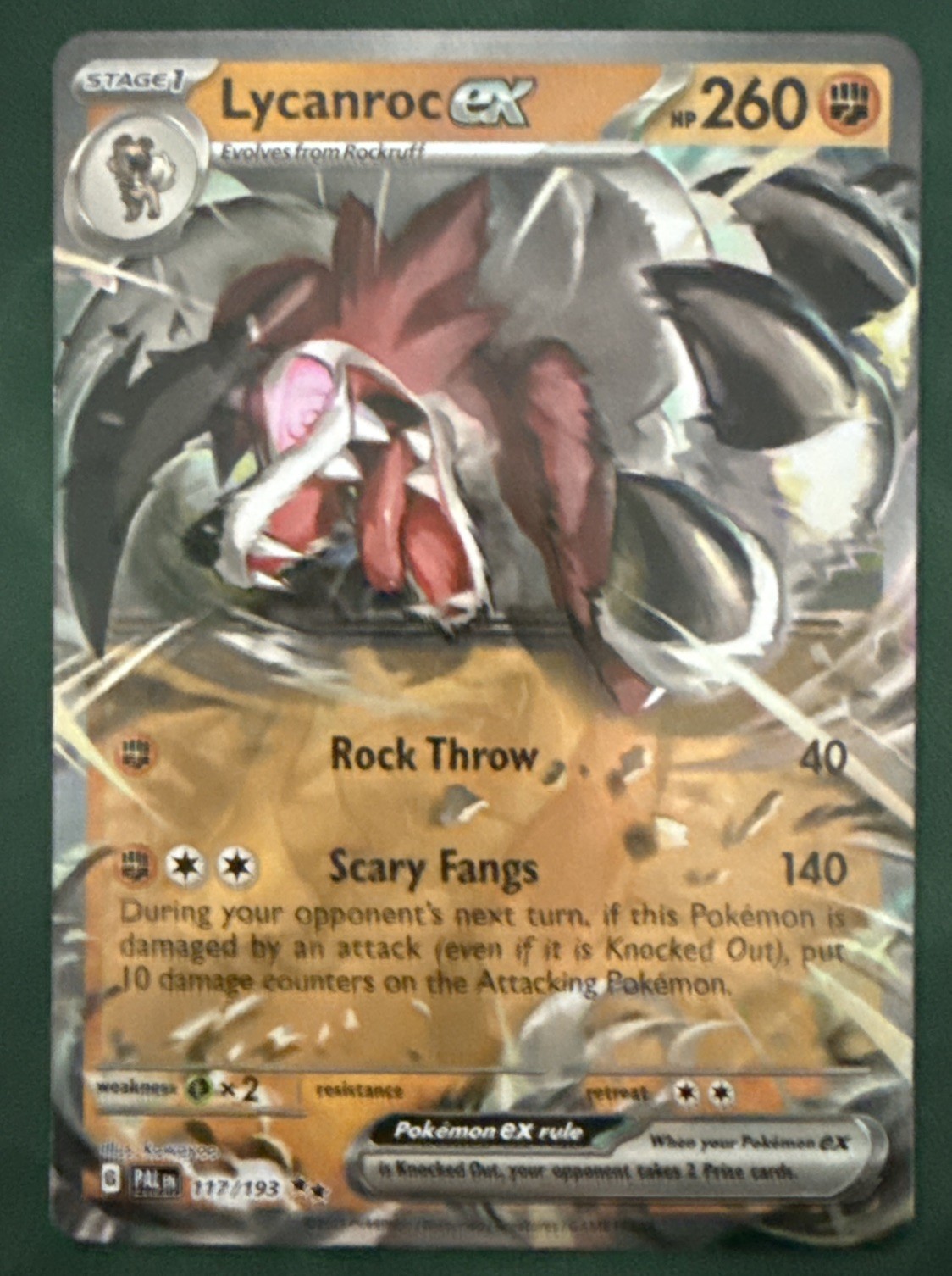 Pokémon TCG Lycanroc EX S & V Paldea Evolved 117/193 Holo Double Rare NM