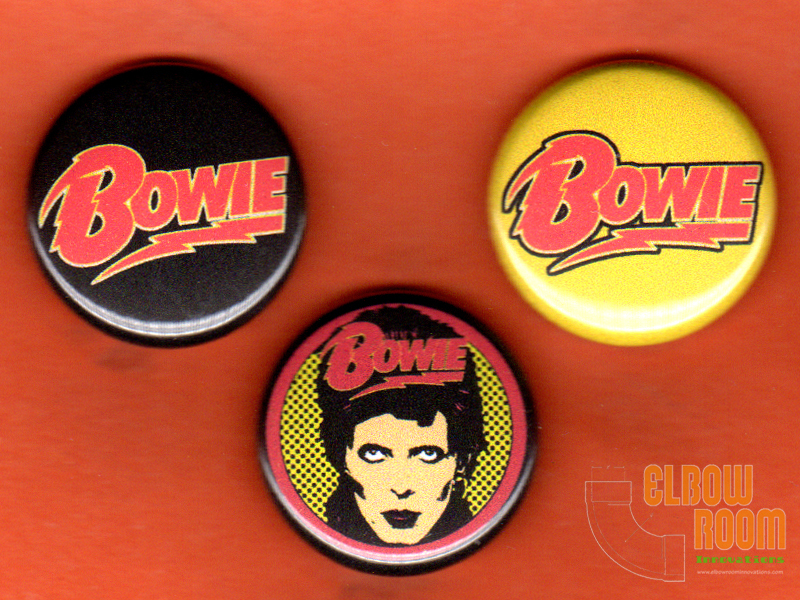 Set of three 1″ David Bowie pins buttons Major Tom