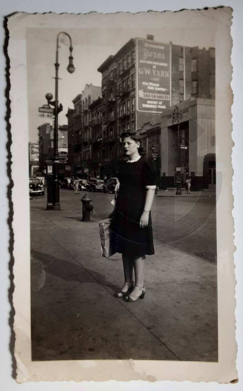 Pretty Woman @ Norfolk Street & Grand St in New York City: 1940’s Snapshot Photo