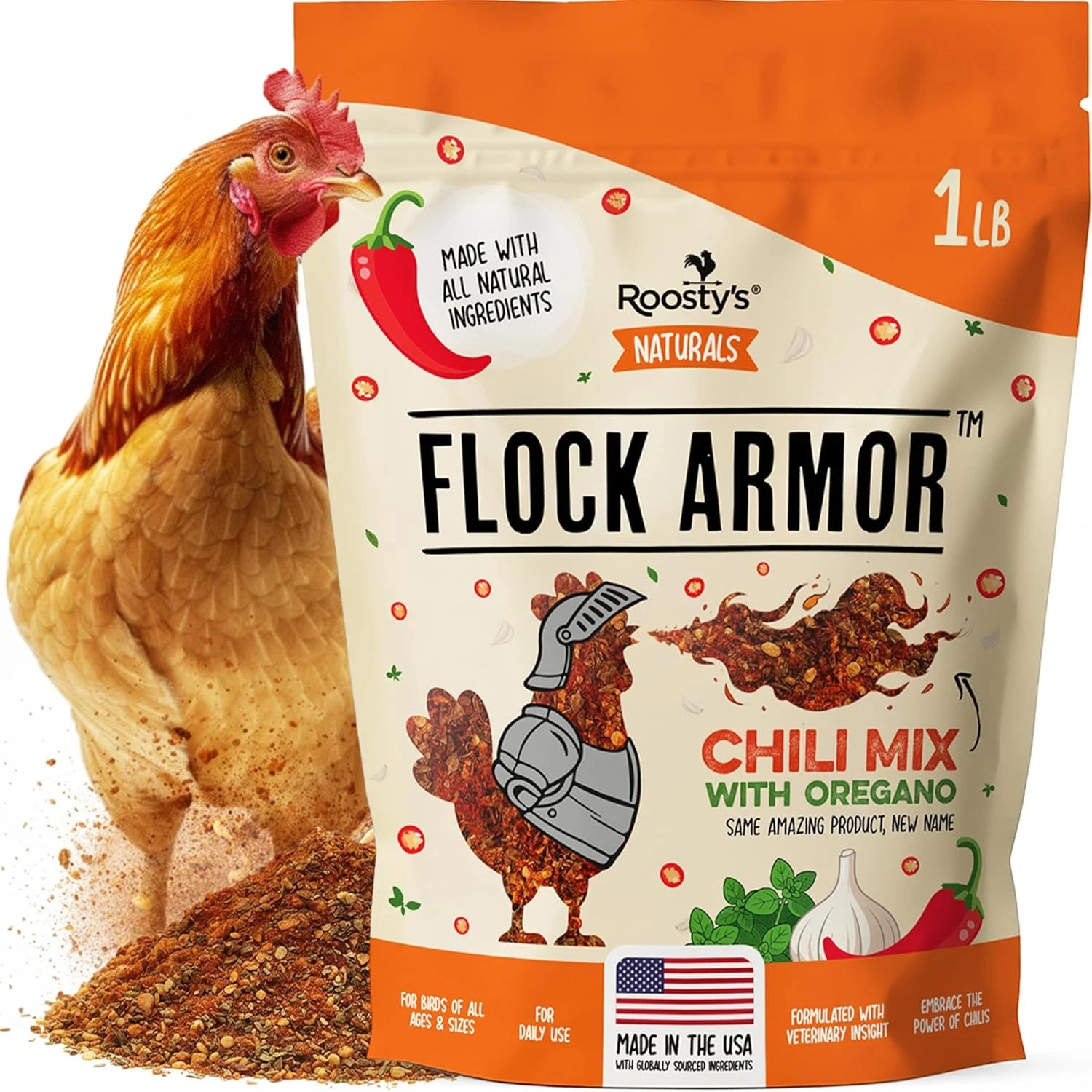 Roosty’S Naturals Flock Armor – Chicken De-Wormer Powder – Chili Mix | XL 1LB Po