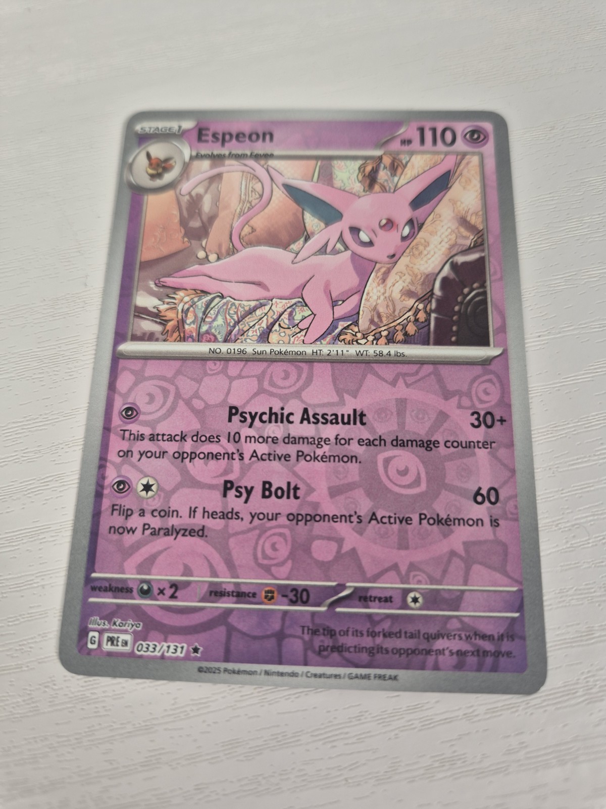 Espeon 033/131 – Prismatic Evolutions – Reverse Holo Pokemon TCG – NM
