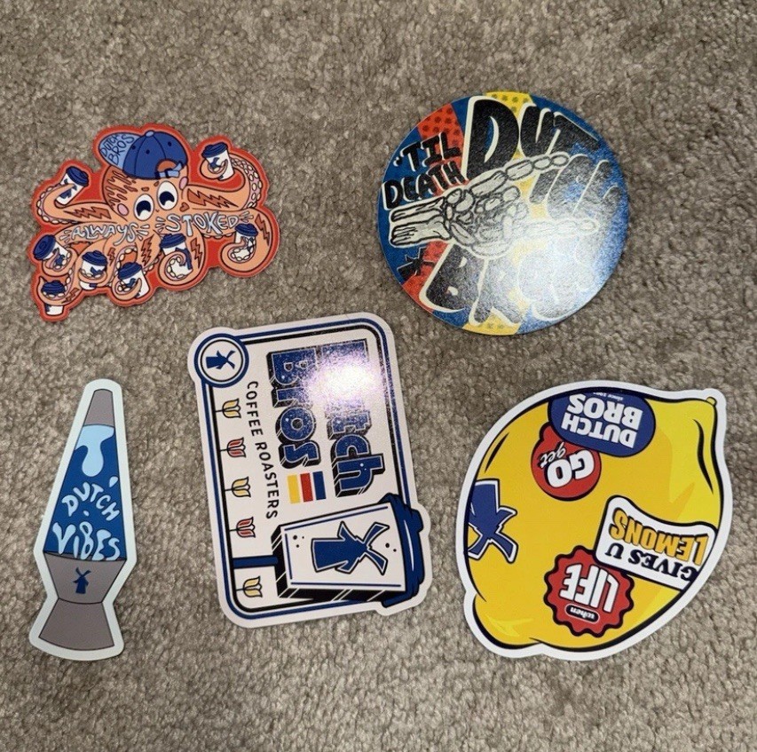 Dutch Bros Coffee Tumbler Exclusive STICKERS Only Octopus Lemon Lava Lamp Sign!