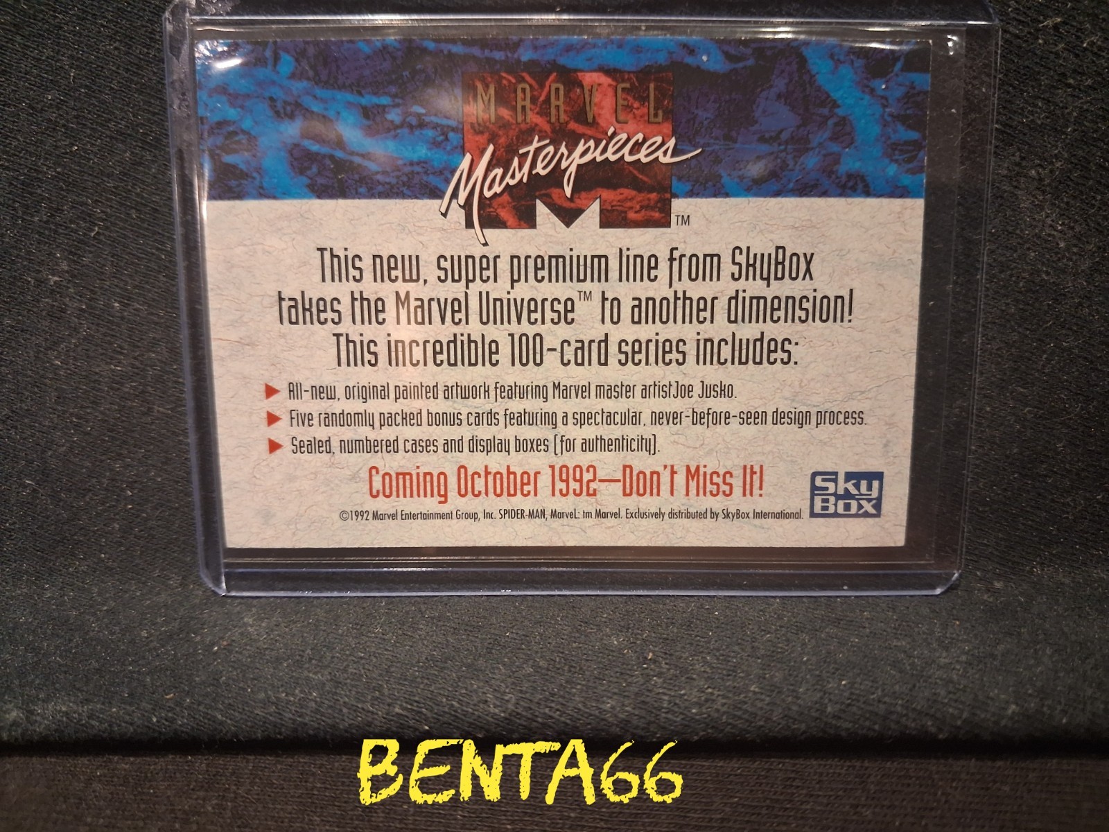 1992 Marvel Masterpieces 🔥 Spiderman Promo Card Blue Back NNO Joe Jusko Art
