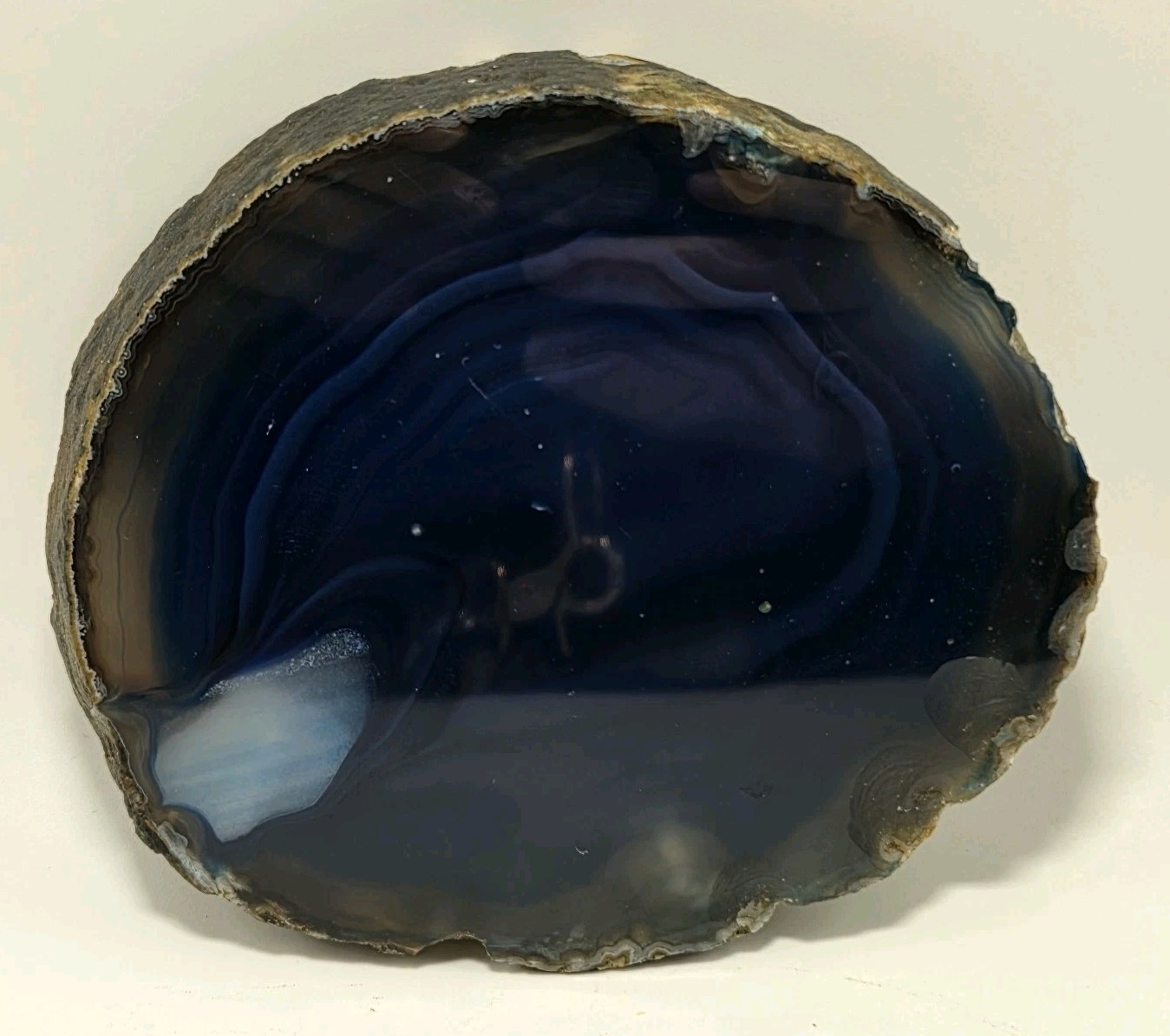 Blue White Gray Agate Slice Geode Polished Crystal Quartz Gemstone Healing