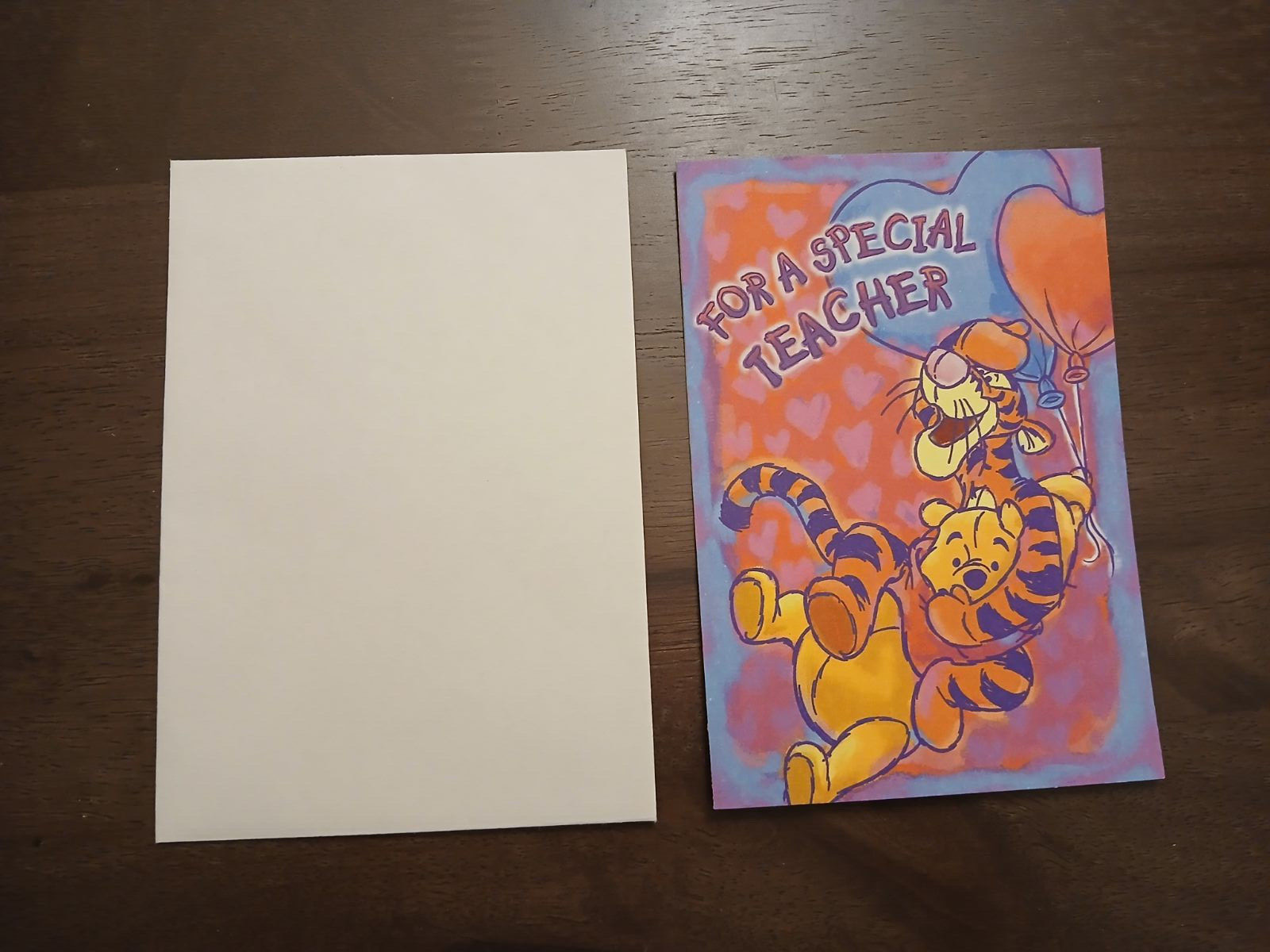 VTG Winnie the Pooh Tigger Valentine Card for Teacher w/Envelope 4 x 5.5 in