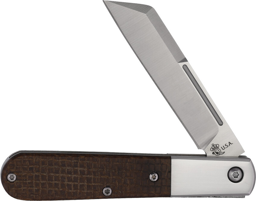 Queen Large Barlow Brown Burlap Micarta Folding Bohler M390 Pocket Knife M180