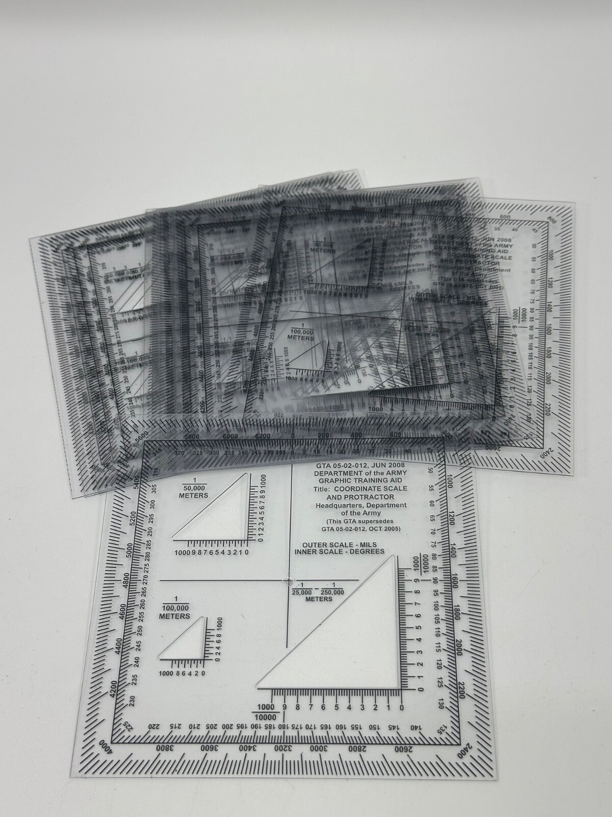 10 Pcs GTA 05-02-012 U.S. ARMY GRAPHIC TRAINING COORDINATE SCALE PROTRACTOR 2008