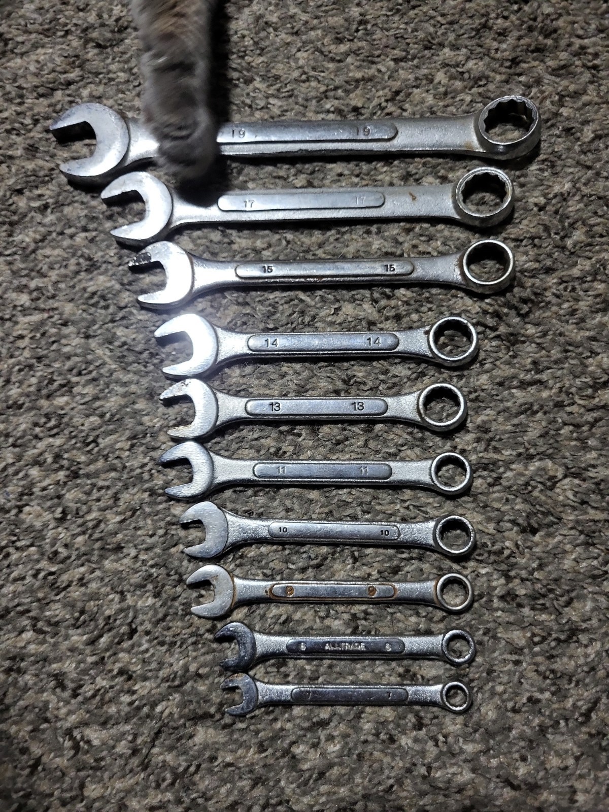 Set Of 10 Drop Forged Combination Wrenches 7mm-19mm Incomplete Good Condition