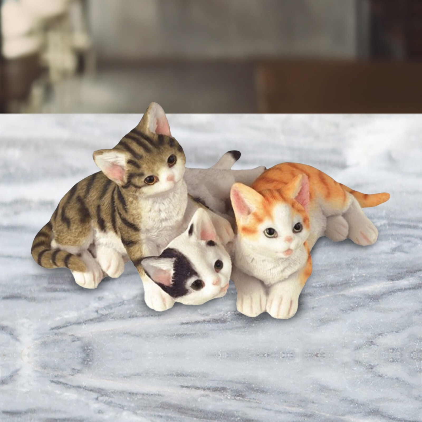 3.5″ H Lying Wabansia Tuxedo and Tabby Cats Figurine Room Decor