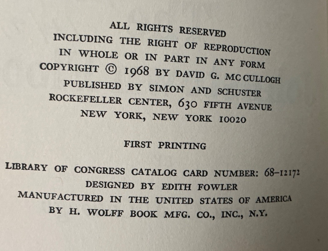 David McCullough SIGNED 1968 Typed Letter + Johnstown Flood 1st Edition Book