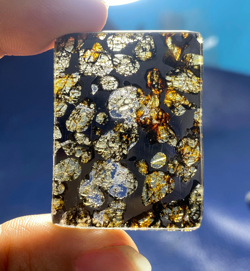 1PC exquisite SERICHO pallasite Olive meteorite iron slice- from Kenya Meteorite