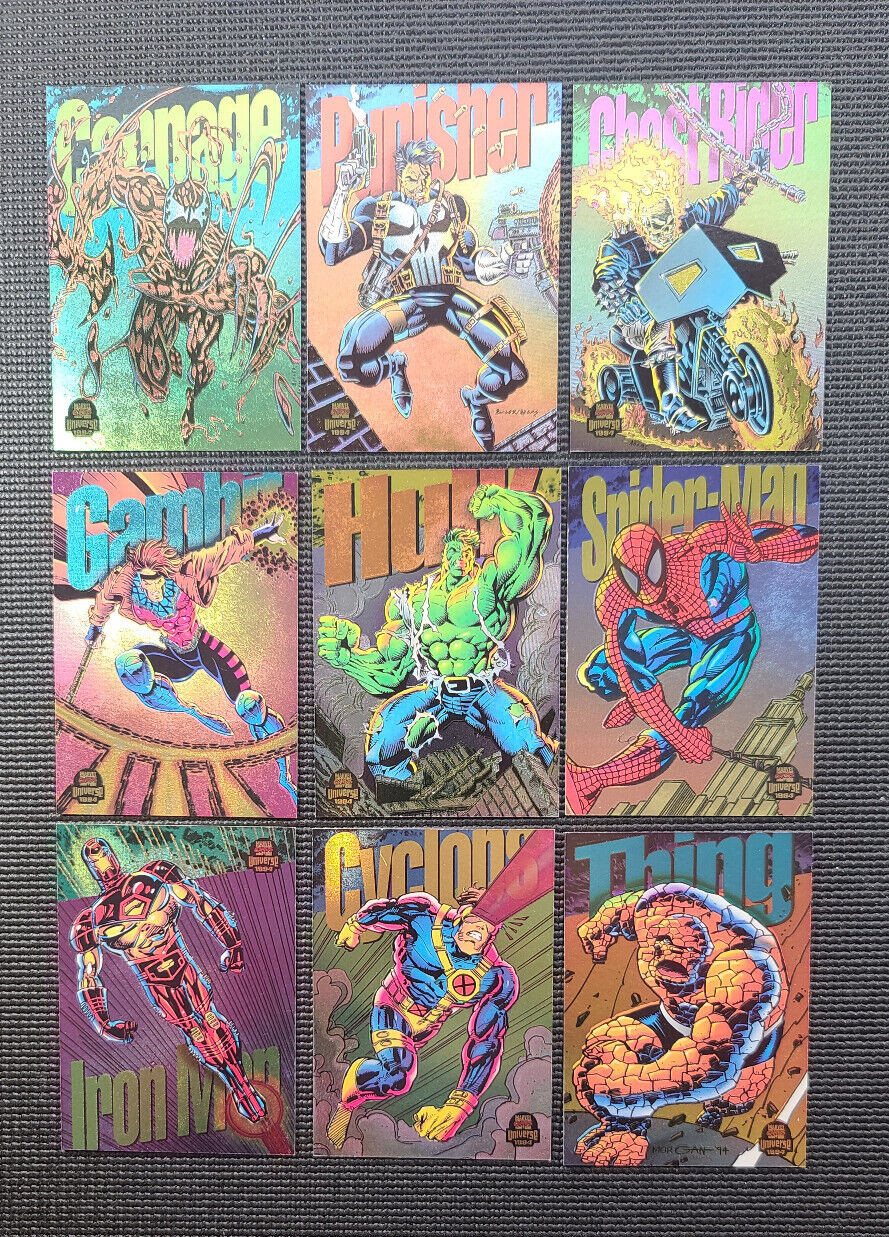 1994 Marvel Universe – Power Blast (Rainbow) – 9 Card Complete Set