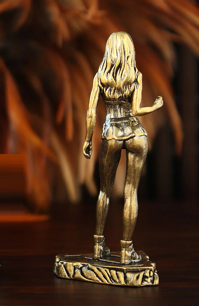 Brass Bikini Girl Figurine Small Animal Statue Table Office Home Decoration Toy
