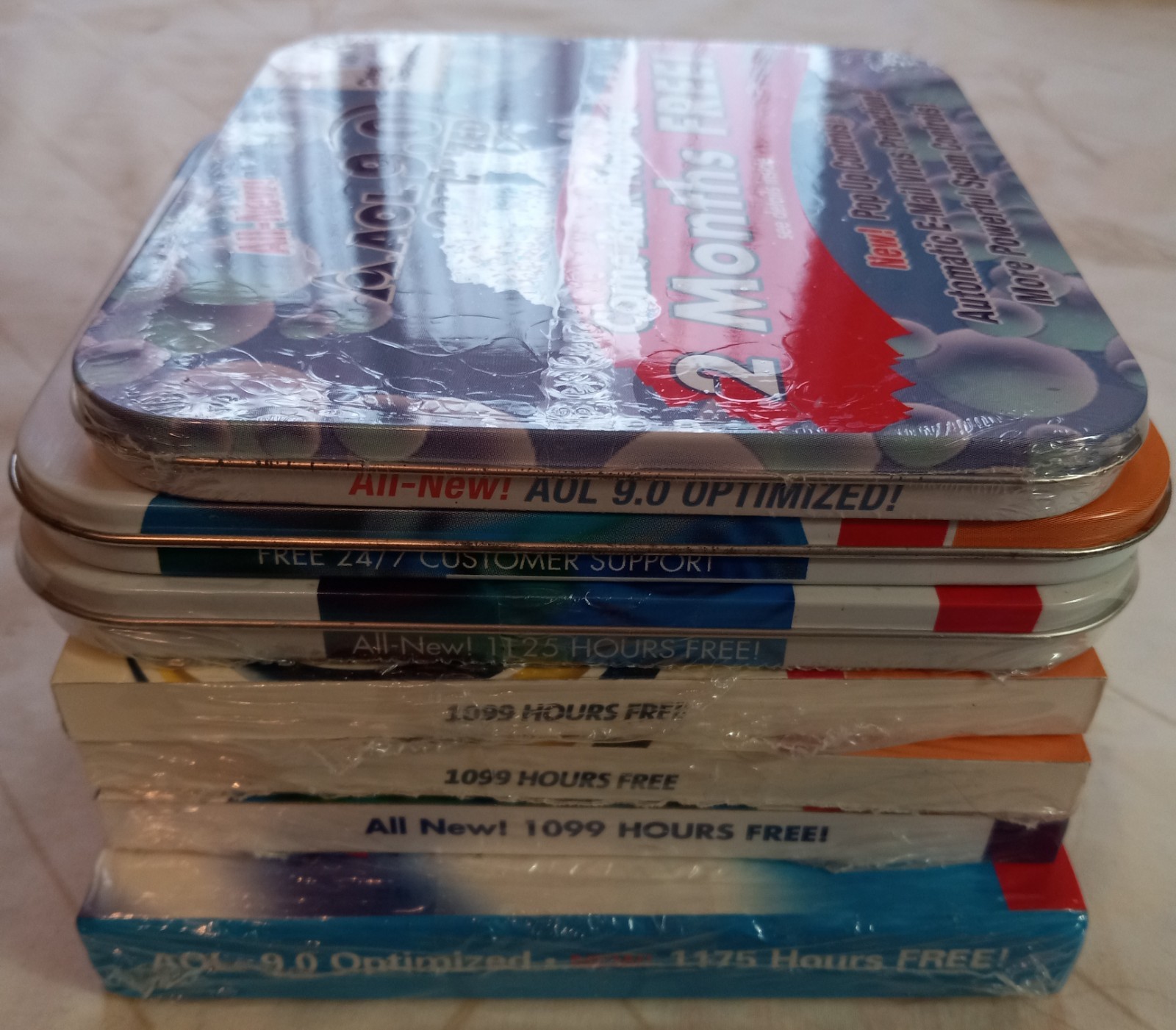 AOL disc, internet access, setup disk, 9.0 optimized, 1125, 1099 hrs. 2 months.