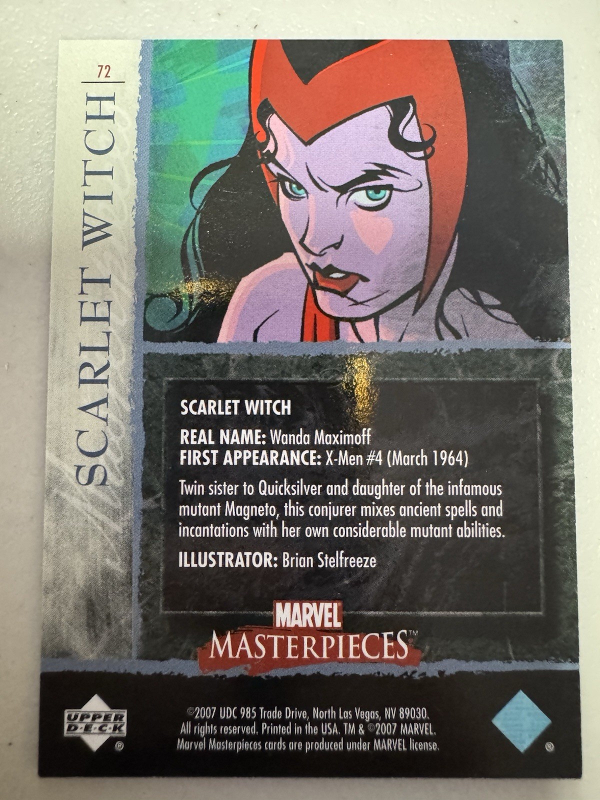 Scarlet Witch 2007 Upper Deck Fleer Marvel Masterpieces Gold Border #72