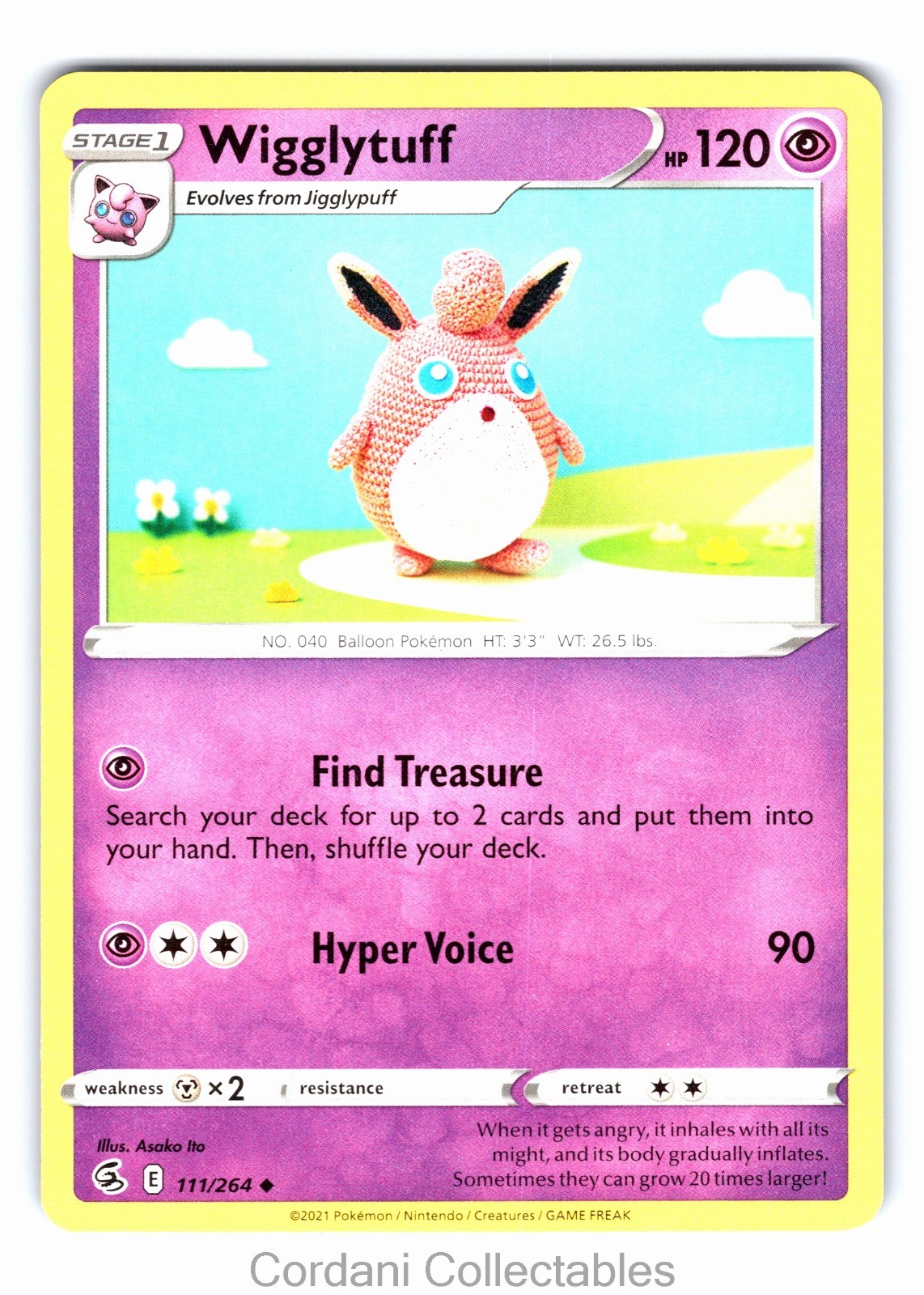 Wigglytuff 111/264 Non-Holo Uncommon Pokemon Asaka Ito Fusion Strike NM